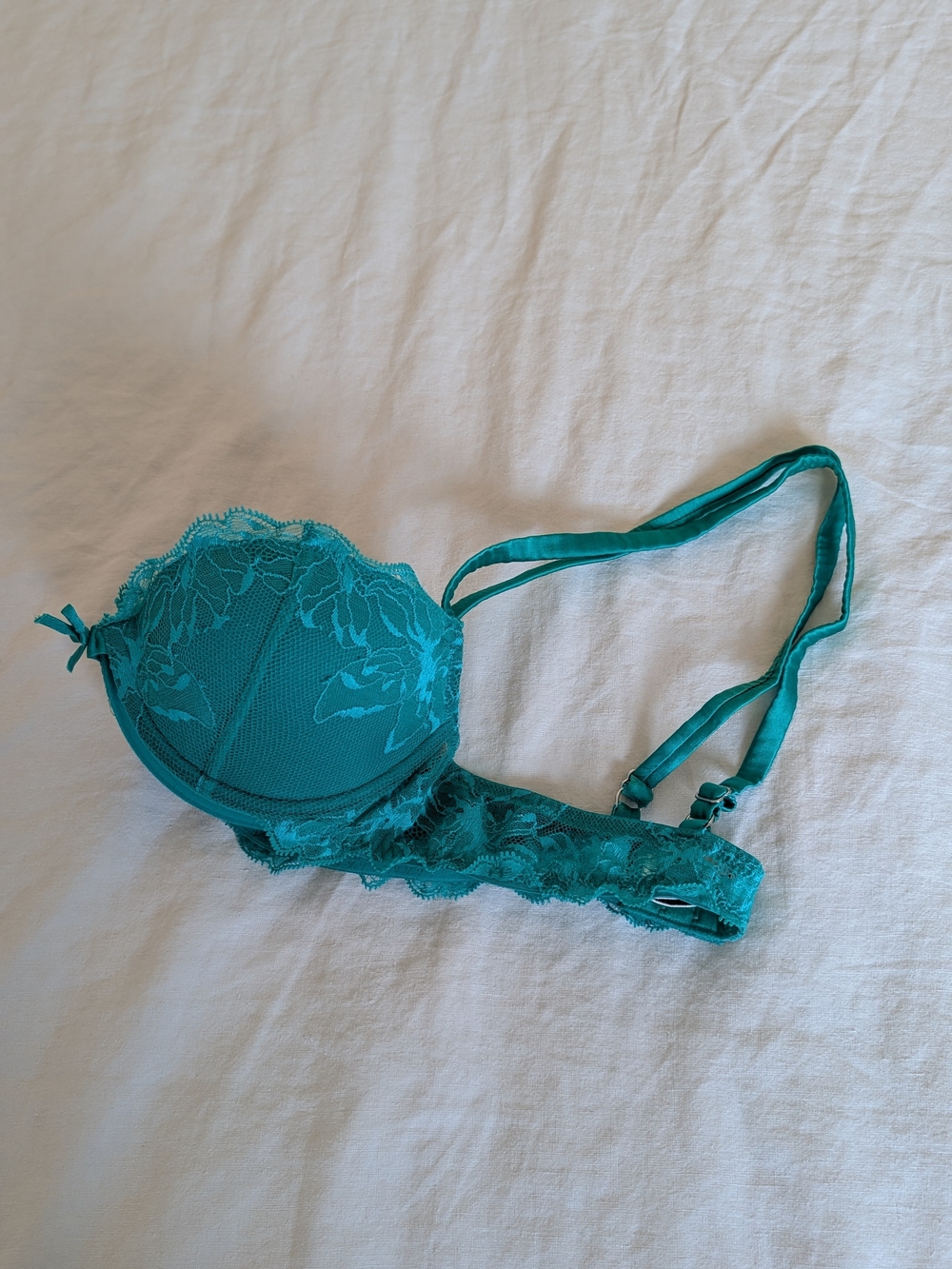 Fleur du Mal Teal Lace Push-Up Bra - Picture 3 of 5